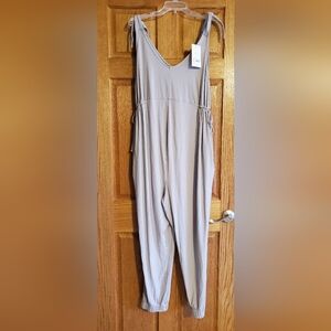 Isabel Maternity by Ingrid & Isabel Light Gray Tie-Shoulder Jumpsuit